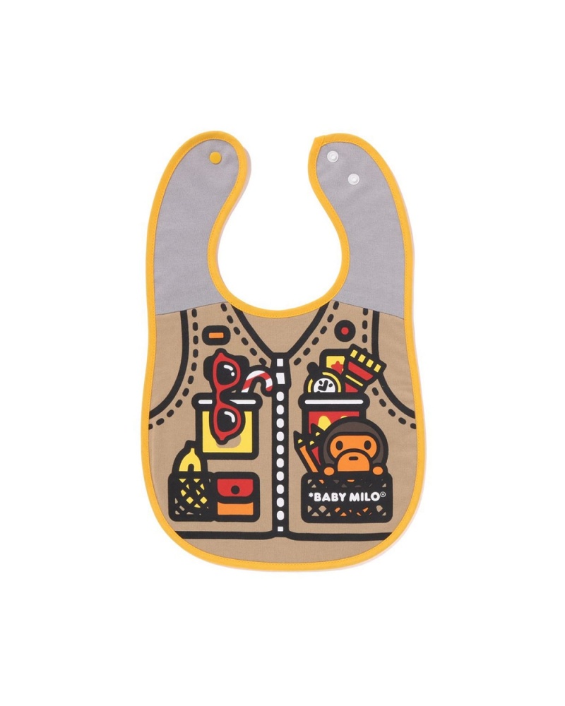 Hauts Bape Baby Woodland Milo Fishing Vest Print Reversible Bib Beige Enfant | CSL-11427335